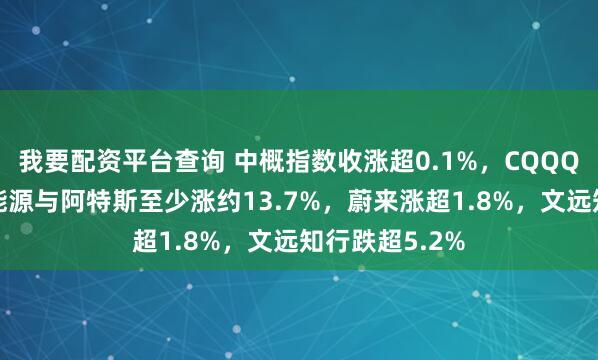 我要配资平台查询 中概指数收涨超0.1%，CQQQ涨1%，晶科能源与阿特斯至少涨约13.7%，蔚来涨超1.8%，文远知行跌超5.2%
